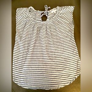 LC Lauren Conrad sleeveless blouse top back tie fringe neckline keyhole tie XS